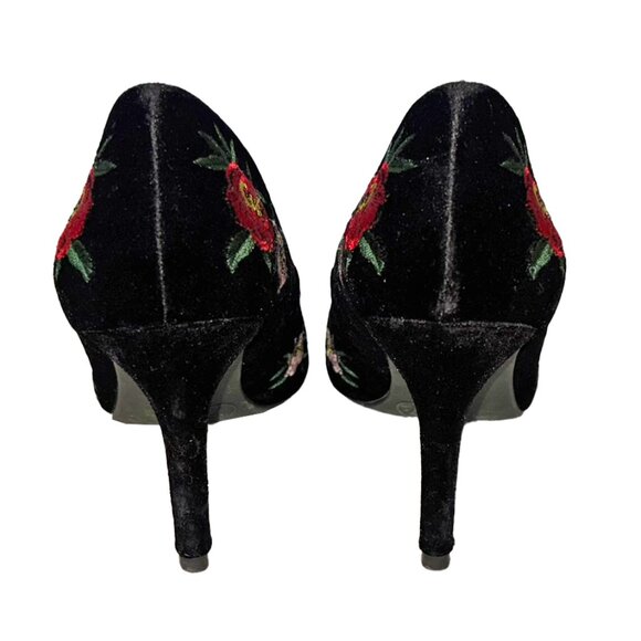 A New Day Gemma Black Embroidered Velvet Pointy Toe Pumps - Size 7 - Picture 3 of 5